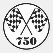 750 drapeaux Checkered Autocollant Rond