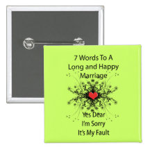 7 mots à un long mariage badge avec épingle