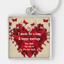 7 mots pour un long mariage et le mariage heureux porte-clé