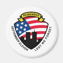 9-11 bouclier de drapeau américain de World Trade  Magnets