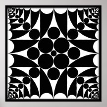 9 géométriques noirs et affiche blanche