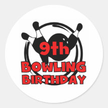 9ème Anniversaire de bowling Autocollants Ronds
