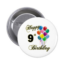 9èmes cadeaux d'anniversaire et habillement heureu pin's