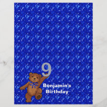 9th Birthday Dancing Bear Scrapbook Paper 3 Flyer Design