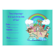 Ă?re invitation d'anniversaire de ZOO VERT TURQUOI