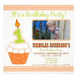 Ă?re orange d'invitation de fête d'anniversaire de