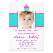 Ă?re photo de fille d'anniversaire de petit gâteau faire-part