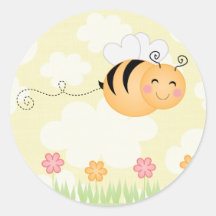 Abeille de bande dessinée et autocollant mignons d