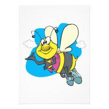 abeille de sourire heureuse de bande dessinée invitations personnalisables