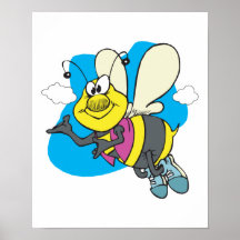 abeille de sourire heureuse de bande dessinée posters