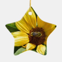 Abeille de travailleur sur le tournesol ornements de noël