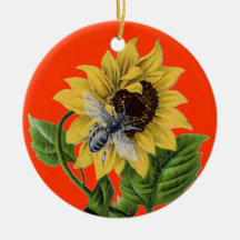 Abeille française vintage de miel de tournesol de  ornements