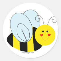 Abeille mignonne adhésifs ronds
