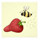 Abeille mignonne de bande dessinée et conception f cartons d'invitation personnalisés