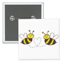 Abeilles de miel avec le coeur badges avec agrafe