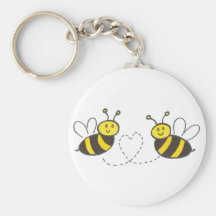 Abeilles de miel avec le coeur porte-clés