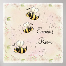 Abeilles mignonnes de pays à personnaliser affiche
