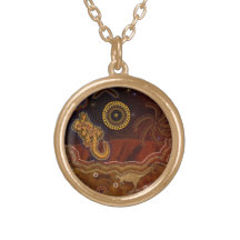 Aborigènes australiens chassant le kangourou et le pendentifs