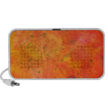 Abrégé sur orange avec des tournesols haut-parleur ordinateur portable