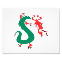 abrégé sur rouge dragon.png chinois vert impressions photo
