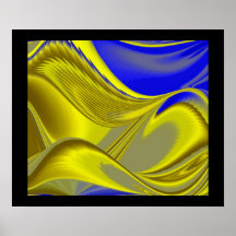 abstract dans jaune bleu sur noir affiche