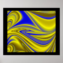 abstract dans jaune bleu sur noir poster