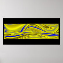 abstract dans jaune bleu sur noir poster