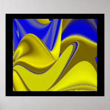 abstract dans jaune bleu sur noir posters
