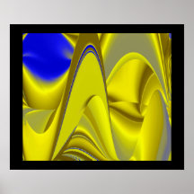 abstract dans jaune bleu sur noir posters