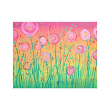 Abstract Pink Flowers on Stretched Canvas Canvas Prints
