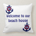 Accueil nautique de thème à notre Chambre de plage oreillers american
