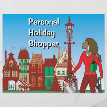 Achats de Noël de femme avec la mode habillée par  Prospectus Personnalisés