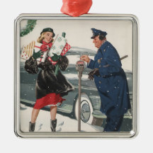 Achats de Noël ; Policier alimentant le mètre Décoration De Noël
