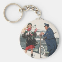 Achats de Noël ; Policier alimentant le mètre Porte-clef
