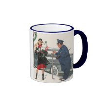 Achats de Noël ; Policier alimentant le mètre Tasse À Café
