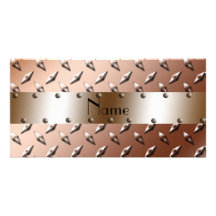 Acier brun nommé personnalisé de plat de diamant carte avec photo