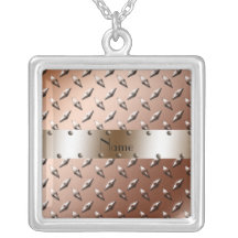 Acier brun nommé personnalisé de plat de diamant collier