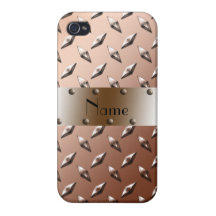 Acier brun nommé personnalisé de plat de diamant coque iPhone 4