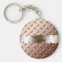 Acier brun nommé personnalisé de plat de diamant porte-clefs
