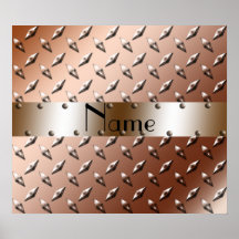 Acier brun nommé personnalisé de plat de diamant posters