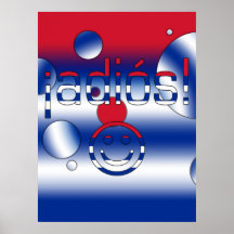 ¡ Adiós ! Le drapeau du Cuba colore l'art de bruit Affiches