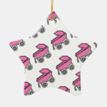 Adorable Cute Carriage Baby Girl Shower Christmas Ornament