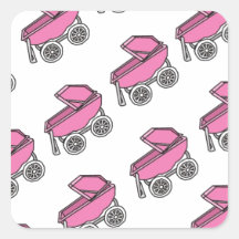 Adorable Cute Carriage Baby Girl Shower Sticker