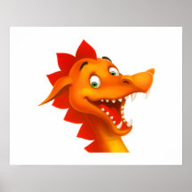 Adorable Dragon Face With Green Eyes Posters