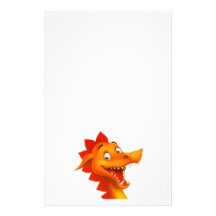 Adorable Dragon Face With Green Eyes Stationery
