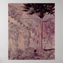 Adoration du petit groupe de Magi par Leonardo da  Poster