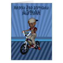 Adrian appelé joyeux 3ème par anniversaire, petit- cartes de vœux
