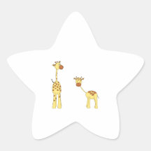 Adulte et girafe de bébé. Bande dessinée Stickers En Étoile