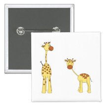 Adulte et girafe de bébé. Bande dessinée Badges Avec Agrafe