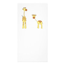 Adulte et girafe de bébé. Bande dessinée Cartes De Vœux Avec Photo